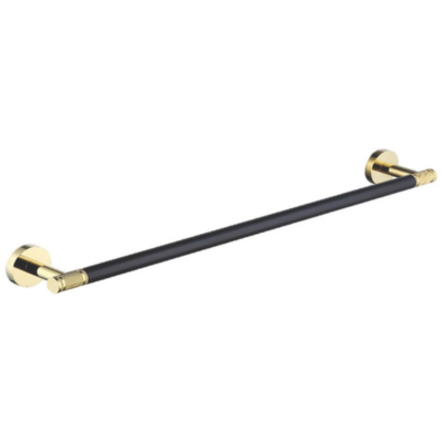 600MM X 75MM SINGLE TOWEL BAR (CHROMED GOLD & BLACK)