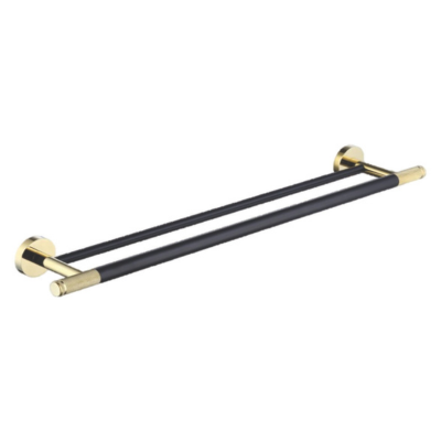 630MM X 100MM SINGLE TOWEL BAR  (CHROMED GOLD & BLACK)
