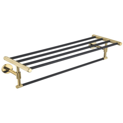 600MM X 190MM X 140XX TOWEL RACK (CHROMED GOLD & BLACK)