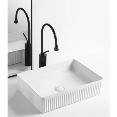 Vertical Striped Textured Above Counter Art Basin