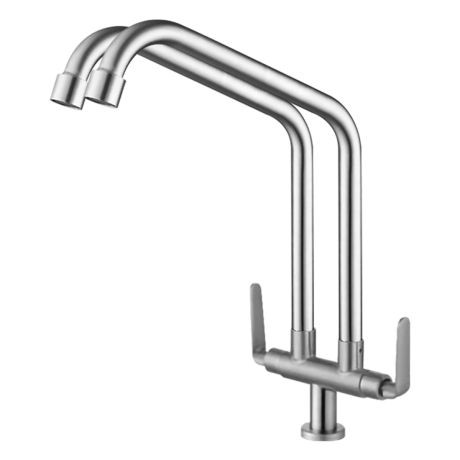SUS 304 Pillar Sink Tap with Double Square Spout (HSP-01)