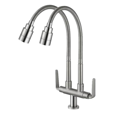SUS 304 Pillar Sink Tap with Double Flexible Spout (HSP-03)