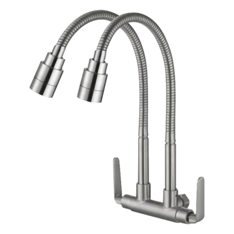 SUS 304 Wall Sink Tap with Double Flexible Spout (HSP-03)