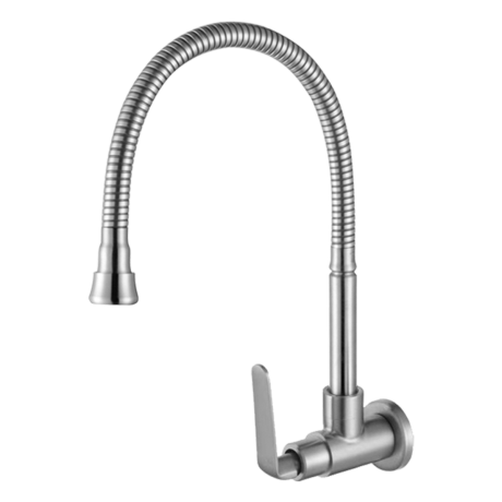 SUS 304 Wall Sink Tap with Single Flexible Spout (HSP-03)
