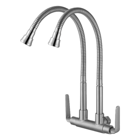 SUS 304 Wall Sink Tap with Double Flexible Spout (HSP-03)