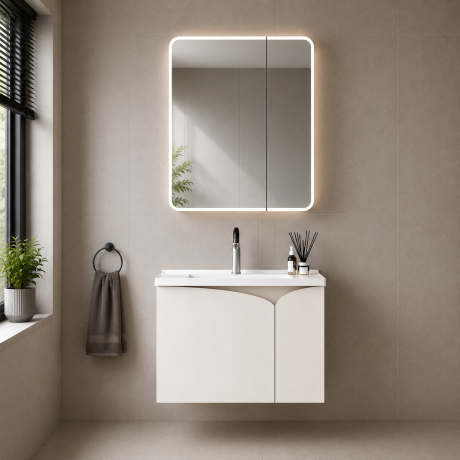 Stainless Steel 304 Bathroom Cabinet Set (Kakki & Cream)