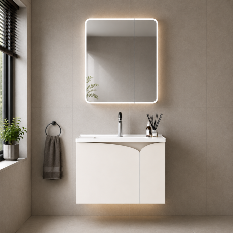 Stainless Steel 304 Bathroom Cabinet Set (Kakki & Cream)