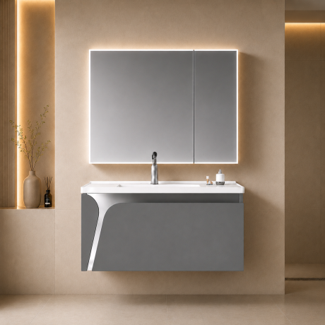 Stainless Steel 304 Bathroom Cabinet Set (Grey)