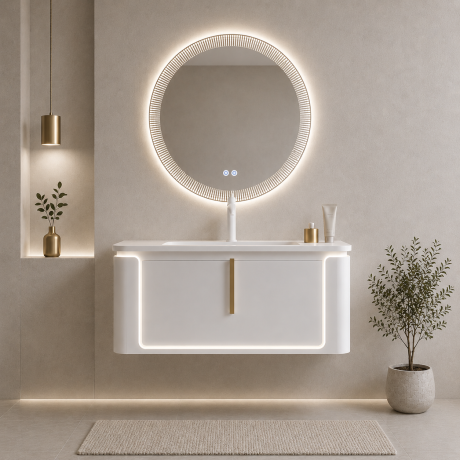 Durable HydroCore Composite Panel Bathroom Cabinet