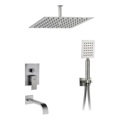 35mm SUS 304 3-Way Concealed Shower Set with 12" Rain Shower