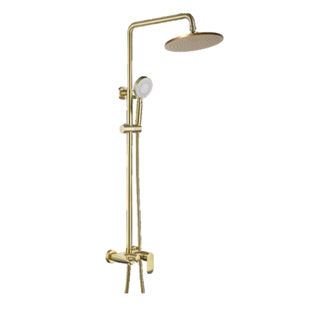 Brass Shower Post Mixer with 3-Funtion Hand Shower (PVD Brushed Gold Finish)