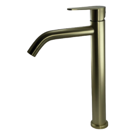 25mm SUS 304 Single-Lever Tower Basin Tap (PVD Brushed Gold Finish)
