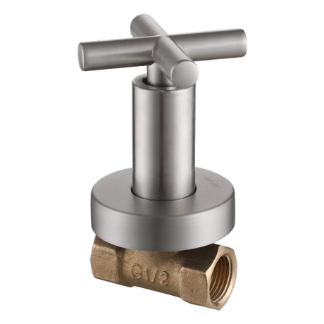 15mm (1/2") Brass Wall Flanged Stopcock (PVD Brushed Matte Finish)