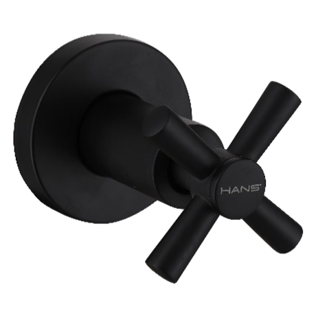 20mm (3/4") Brass Wall Flanged Stopcock (ELP Matte Black Finish)