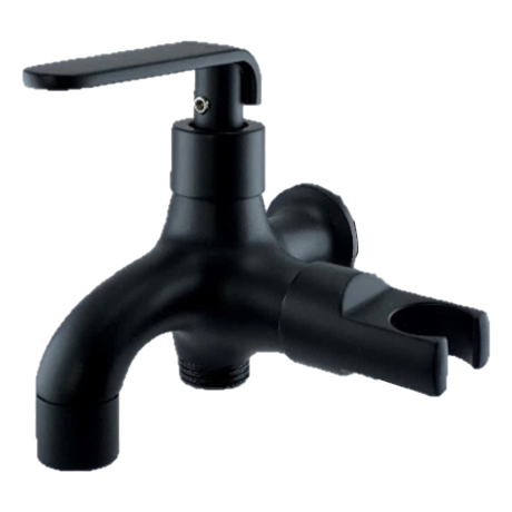 Brass 2-Way Tap with Bidet Holder (ELP Matte Black Finish)