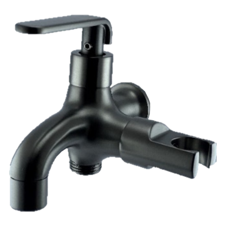 Brass 2-Way Tap with Bidet Holder (PVD Gun Metal Finish)
