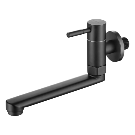 SUS 304 Wall Mounted Swivel Ablution Tap with 230mm Spout (ELP Matte Black Finish)