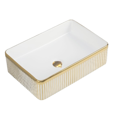 Gold Fluted Above Counter Art Basin (500 x 340 x 130)